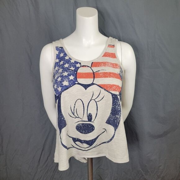 Disney Patriotic Minnie‎ Mouse Gray Tank Top Size S - Picture 1 of 5